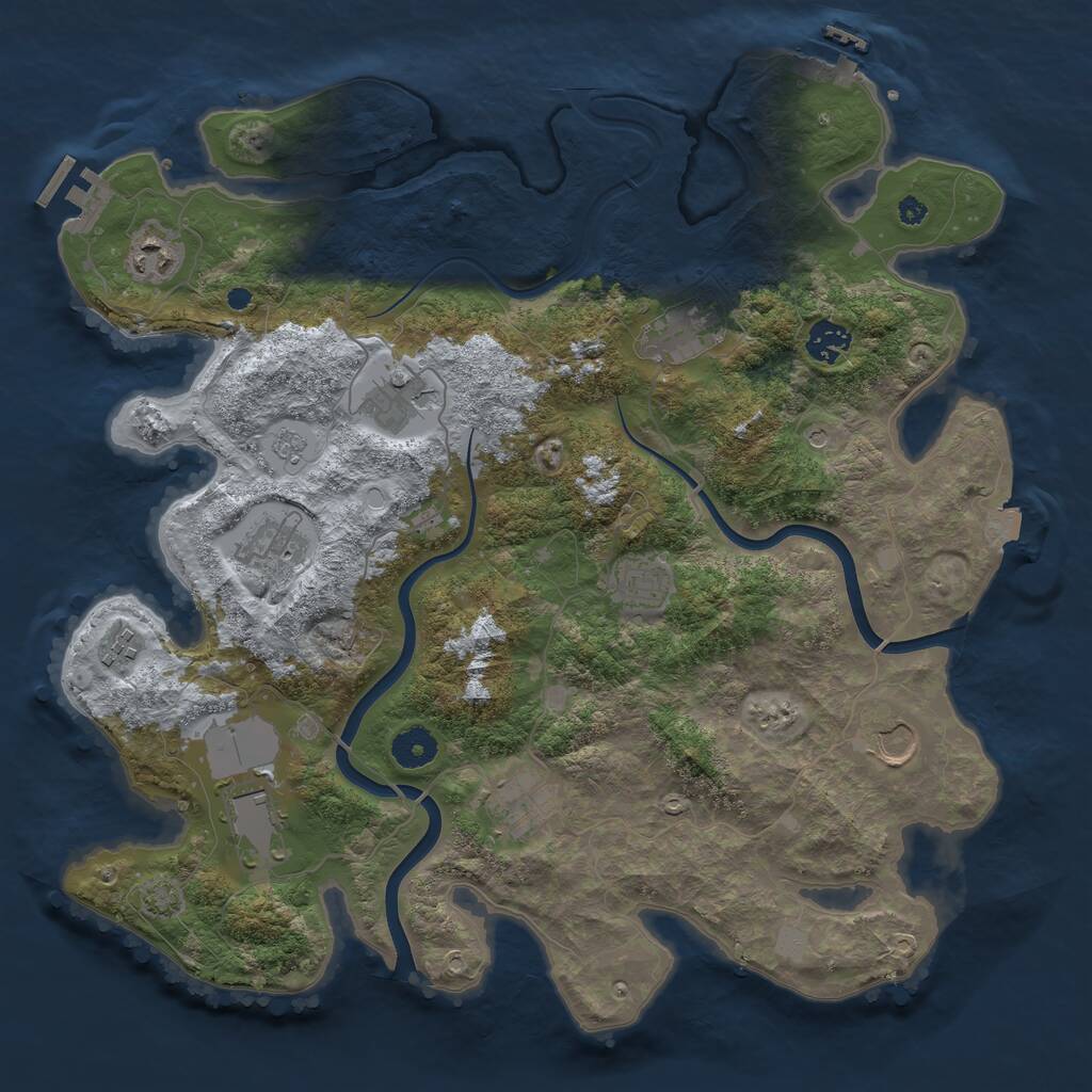 Rust Map: Procedural Map, Size: 3850, Seed: 1327375361, 16 Monuments