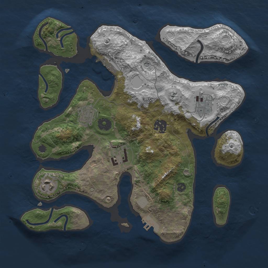 Rust Map: Procedural Map, Size: 3000, Seed: 142999583, 13 Monuments
