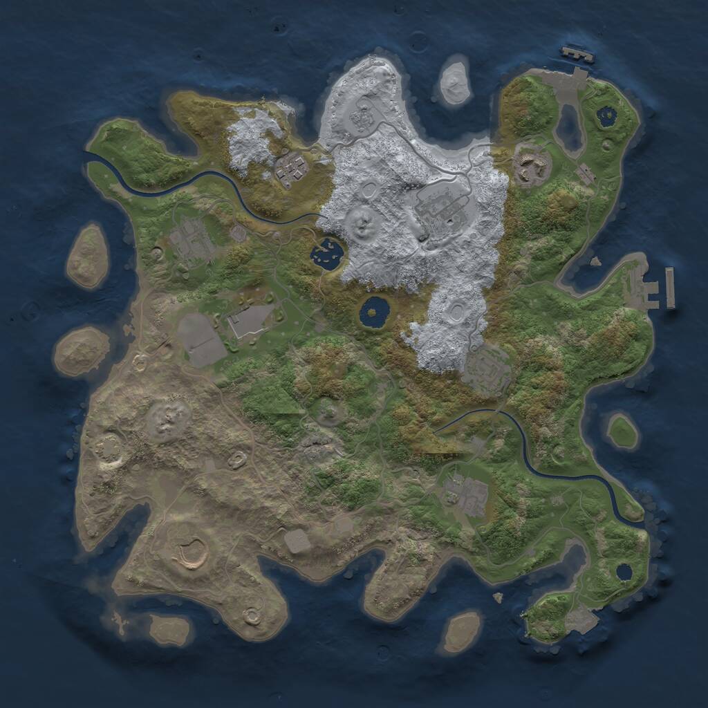 Rust Map: Procedural Map, Size: 3500, Seed: 25348409, 14 Monuments