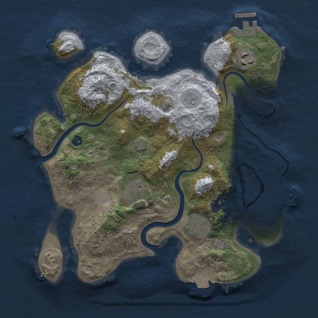 Rust Map: Procedural Map, Size: 3000, Seed: 631416, 9 Monuments
