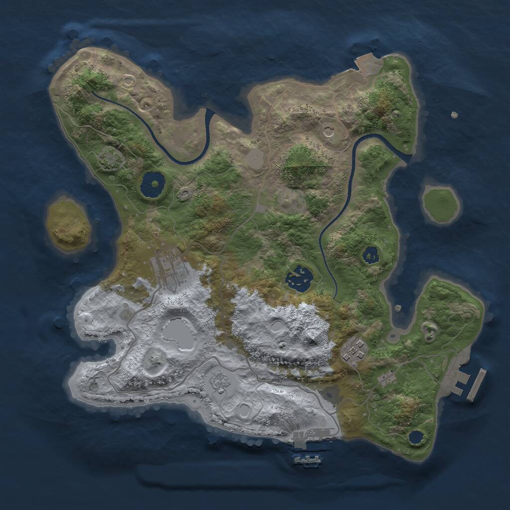 Rust Map: Procedural Map, Size: 3000, Seed: 599800, 9 Monuments
