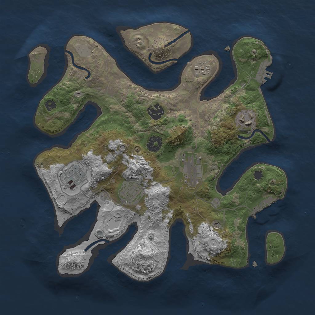 Rust Map: Procedural Map, Size: 3000, Seed: 958455, 14 Monuments