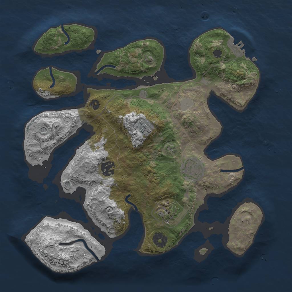 Rust Map: Procedural Map, Size: 3000, Seed: 974665, 11 Monuments