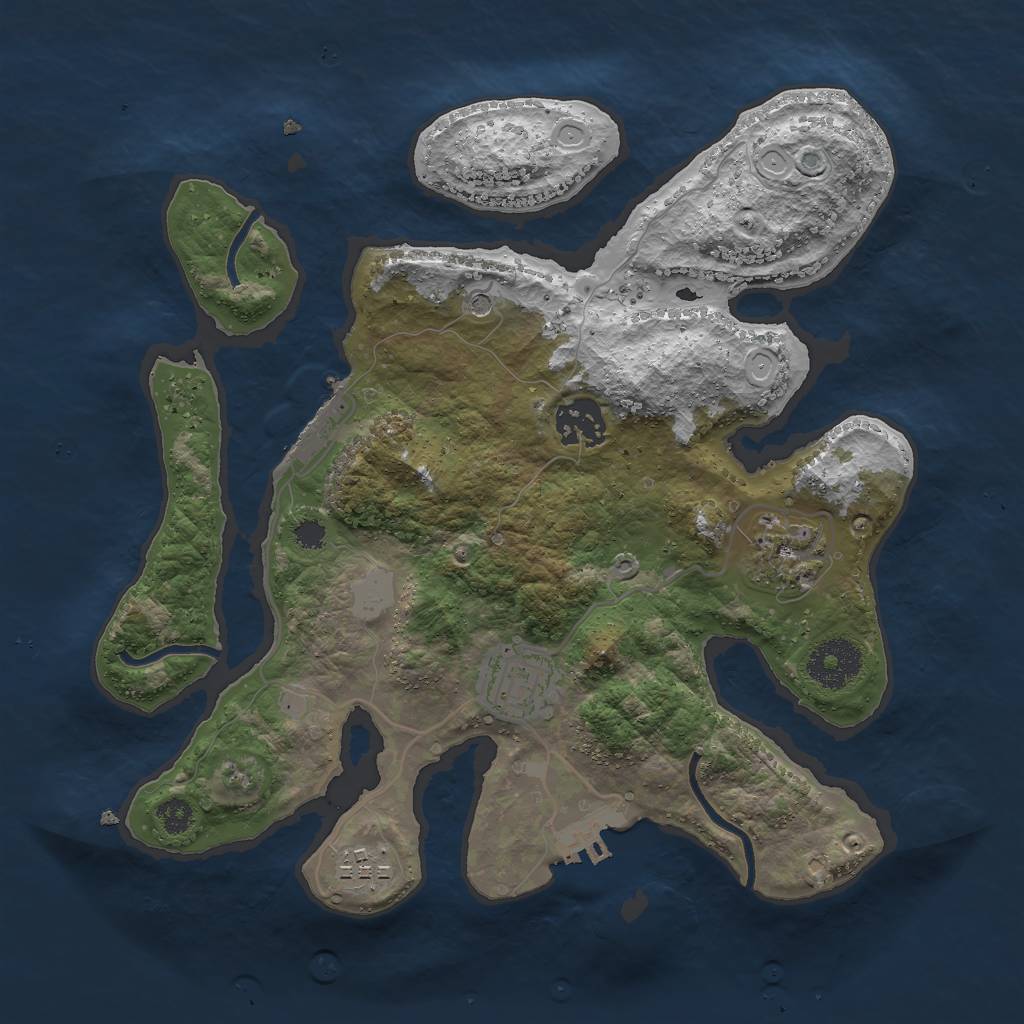 Rust Map: Procedural Map, Size: 3000, Seed: 27661, 12 Monuments