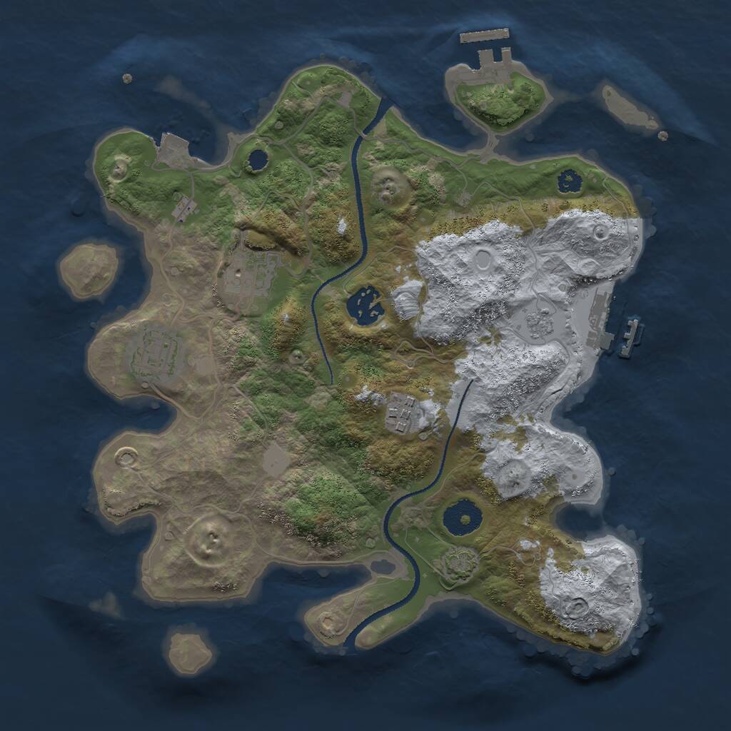 Rust Map: Procedural Map, Size: 3000, Seed: 42651, 9 Monuments