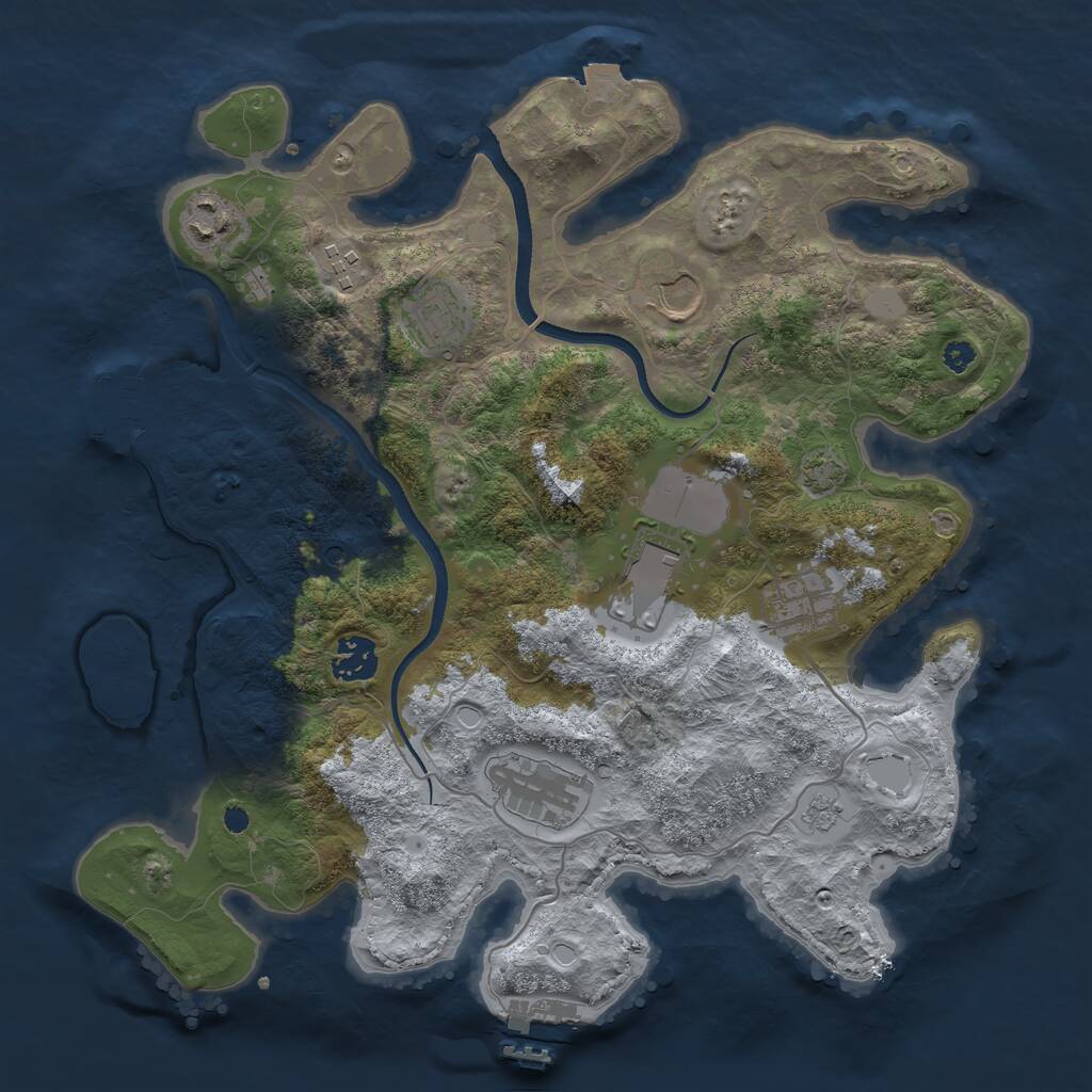 Rust Map: Procedural Map, Size: 3500, Seed: 1947068988, 14 Monuments