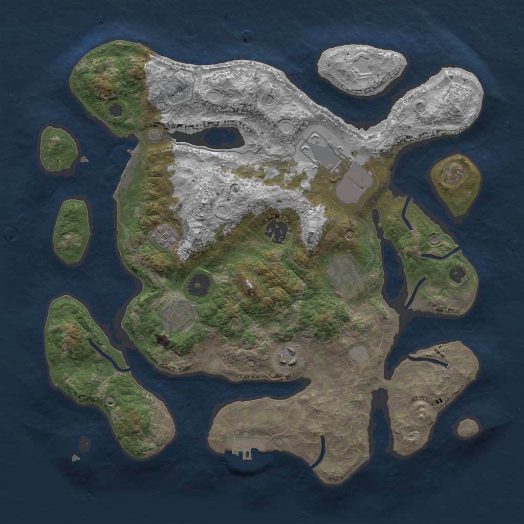 Rust Map: Procedural Map, Size: 3500, Seed: 2546783, 14 Monuments