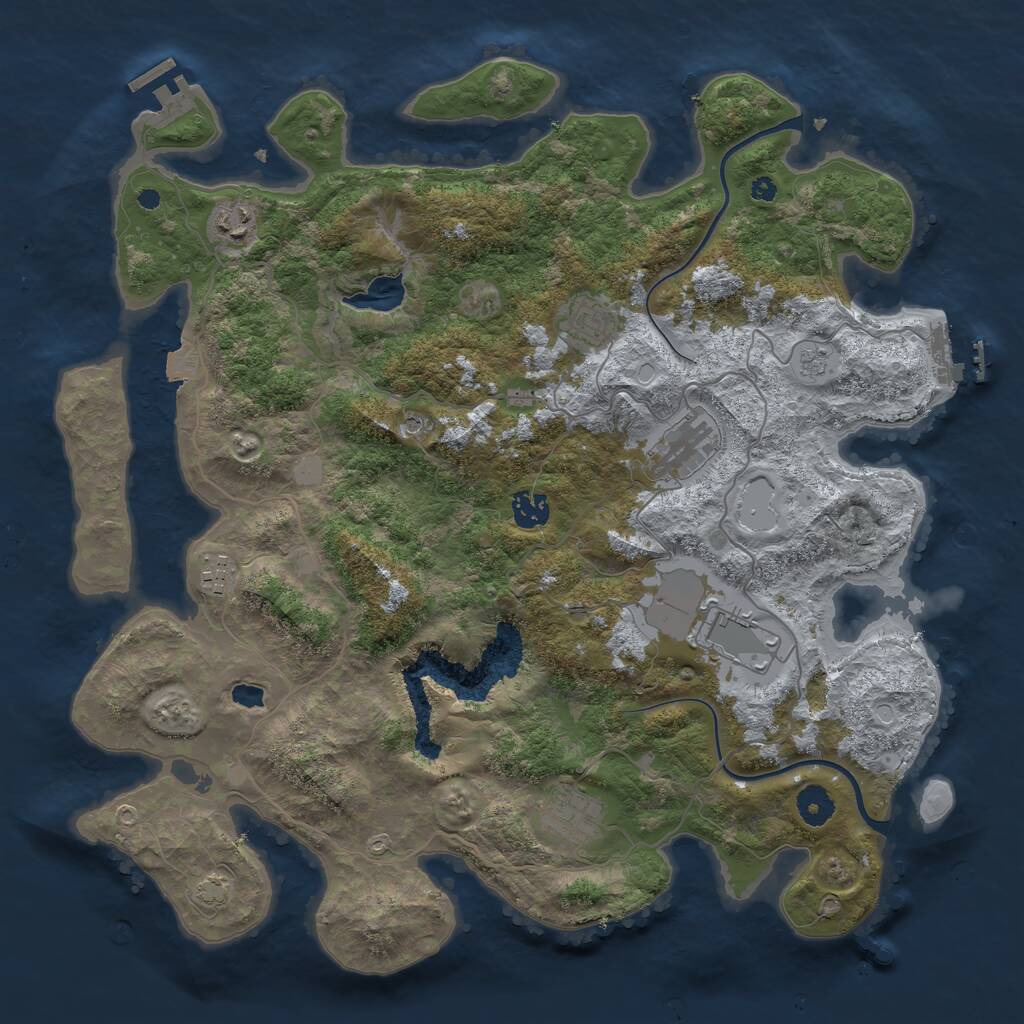 Rust Map: Procedural Map, Size: 4000, Seed: 531842270, 13 Monuments