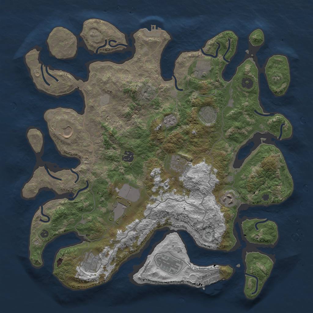 Rust Map: Procedural Map, Size: 4000, Seed: 1559774061, 18 Monuments