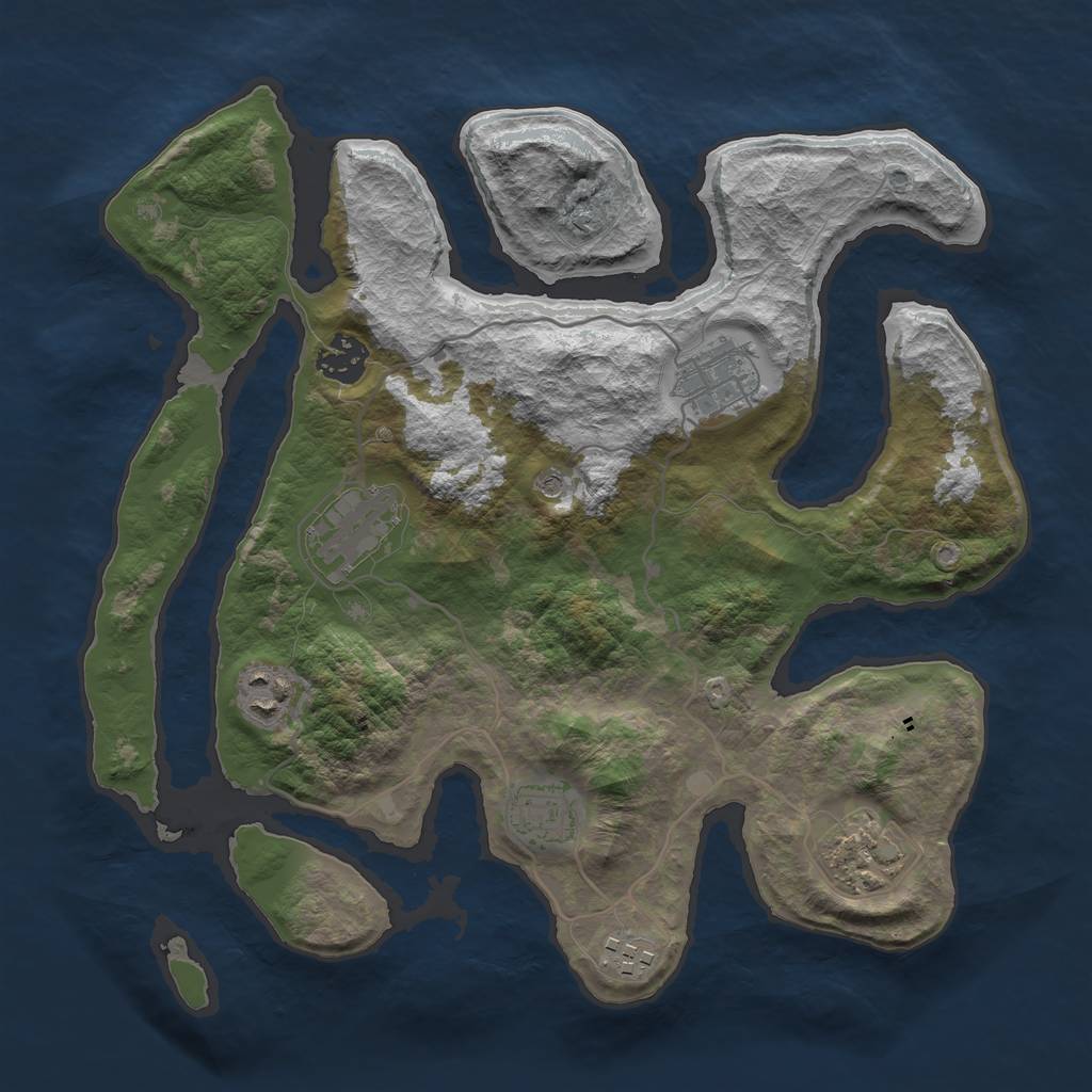 Rust Map: Barren, Size: 3300, Seed: 600, 10 Monuments