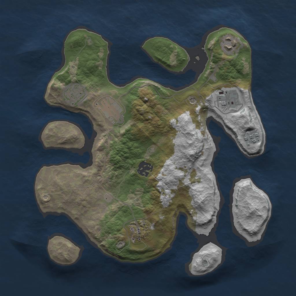 Rust Map: Barren, Size: 3000, Seed: 1632738557, 10 Monuments