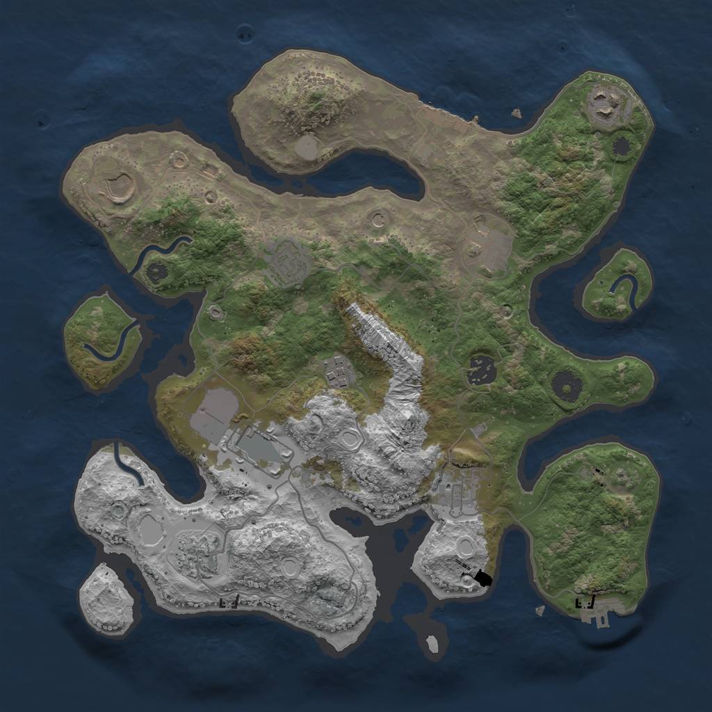Rust Map: Procedural Map, Size: 3500, Seed: 1480620062, 17 Monuments