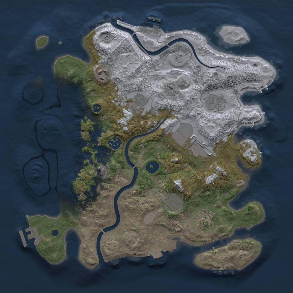 Rust Map: Procedural Map, Size: 3500, Seed: 131852, 14 Monuments