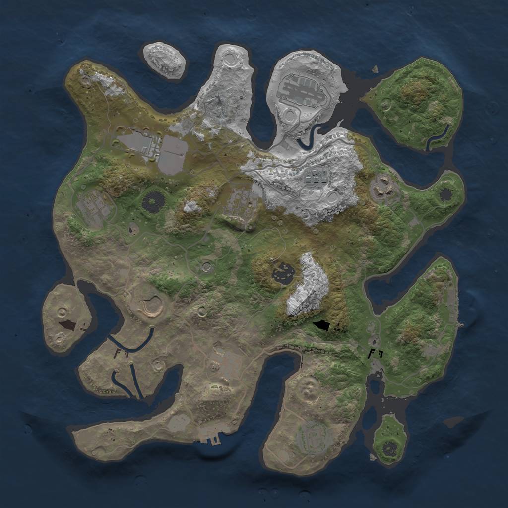 Rust Map: Procedural Map, Size: 3500, Seed: 1638446381, 18 Monuments