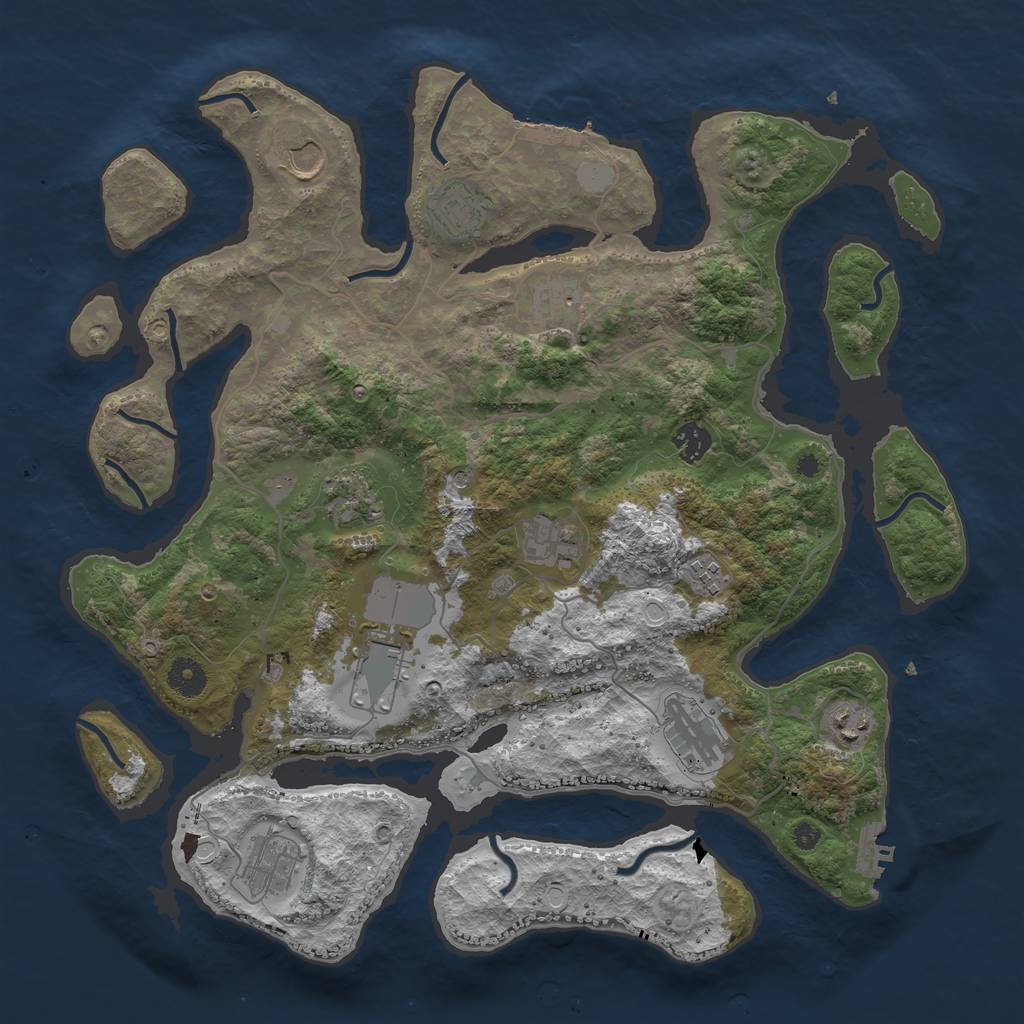 Rust Map: Procedural Map, Size: 4000, Seed: 965873508, 19 Monuments