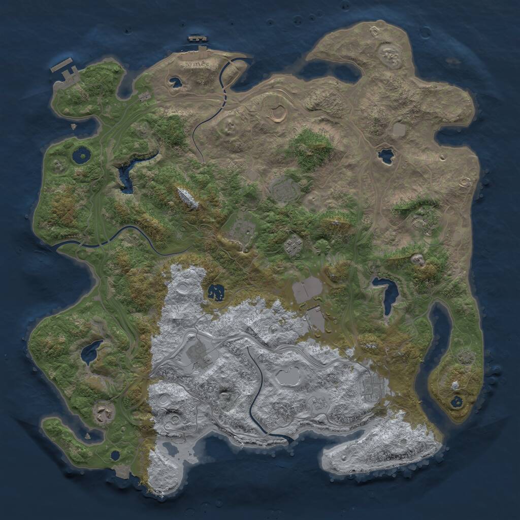Rust Map: Procedural Map, Size: 4500, Seed: 1713663638, 16 Monuments