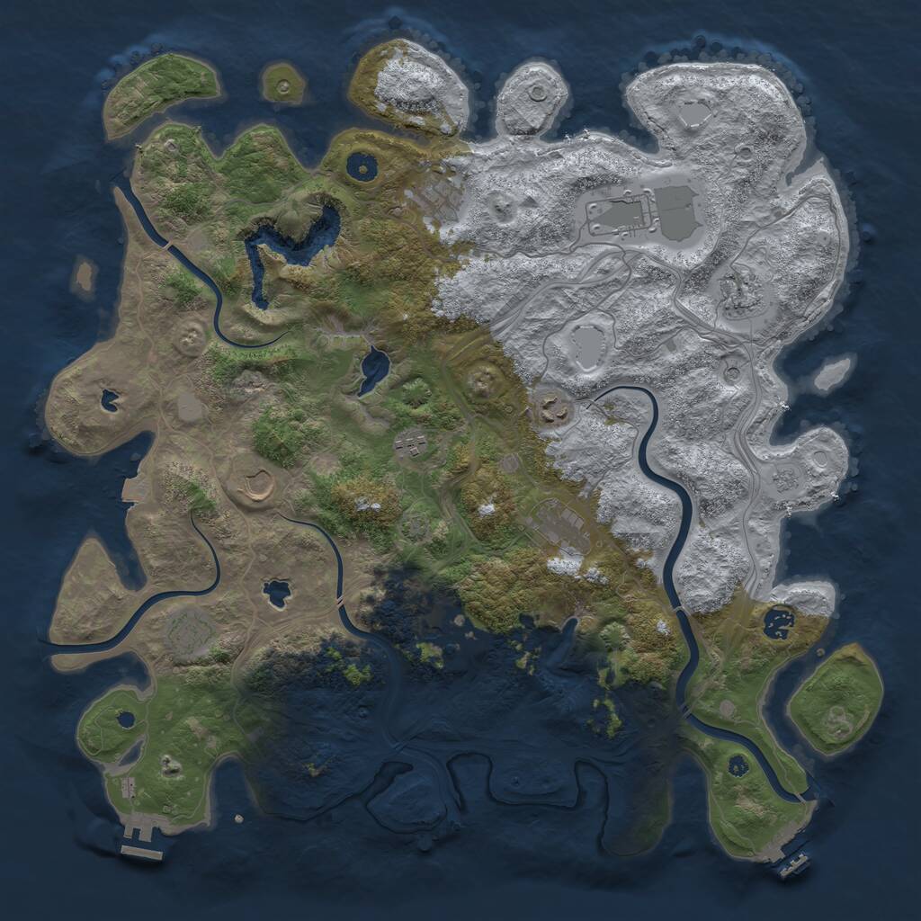 Rust Map: Procedural Map, Size: 4500, Seed: 460943, 16 Monuments
