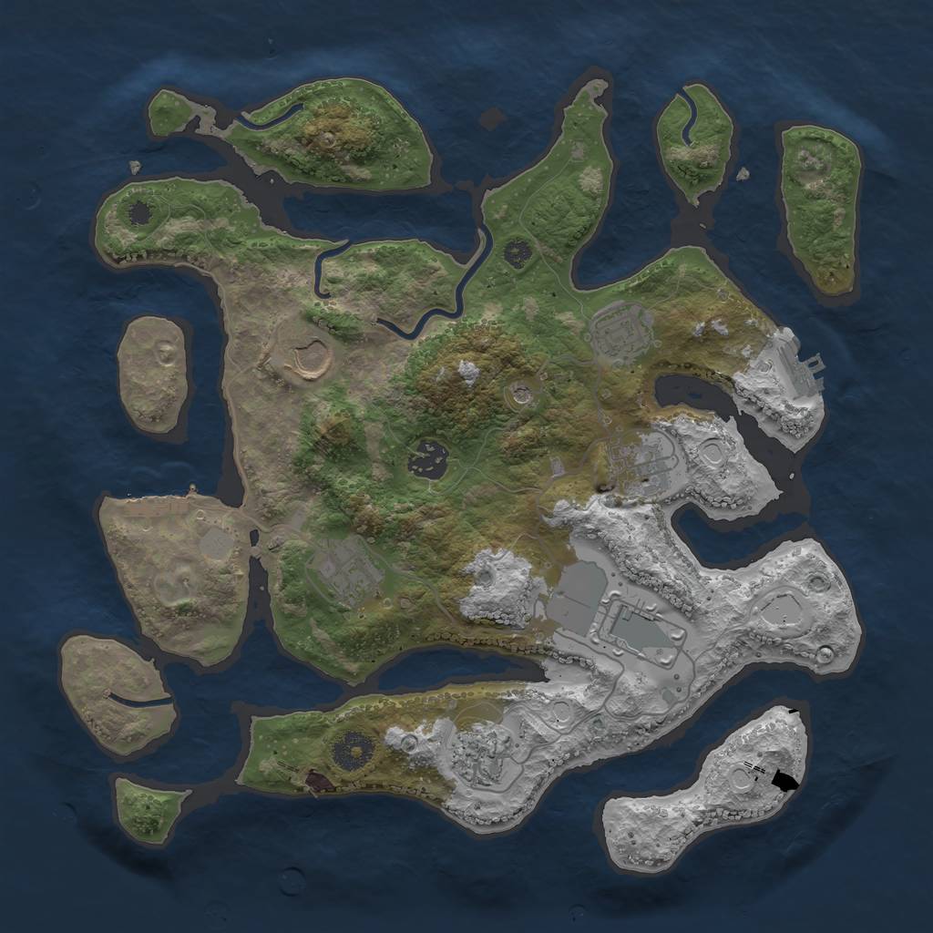 Rust Map: Procedural Map, Size: 3500, Seed: 451845679, 15 Monuments