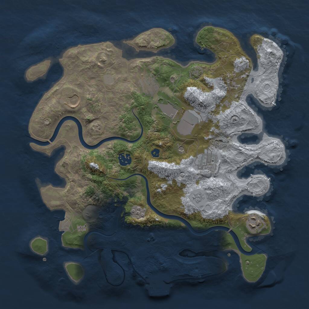 Rust Map: Procedural Map, Size: 3500, Seed: 1057854918, 13 Monuments