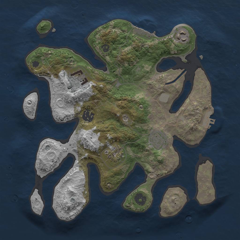 Rust Map: Procedural Map, Size: 3000, Seed: 1962881763, 13 Monuments