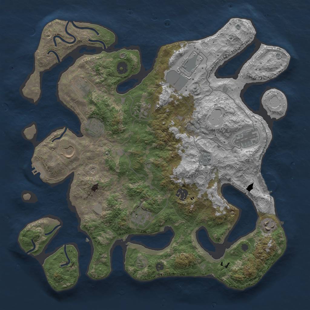Rust Map: Procedural Map, Size: 3900, Seed: 21666, 18 Monuments