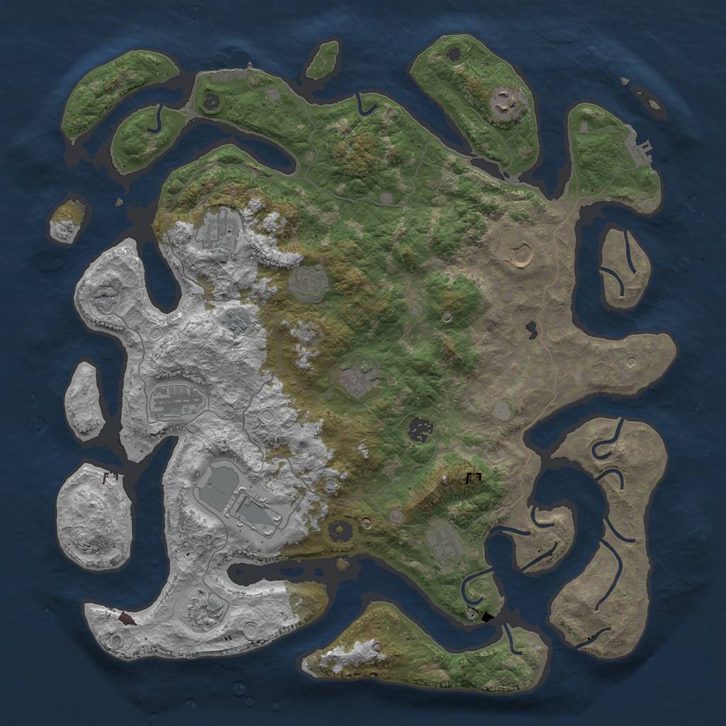 Rust Map: Procedural Map, Size: 4500, Seed: 1490525129, 19 Monuments