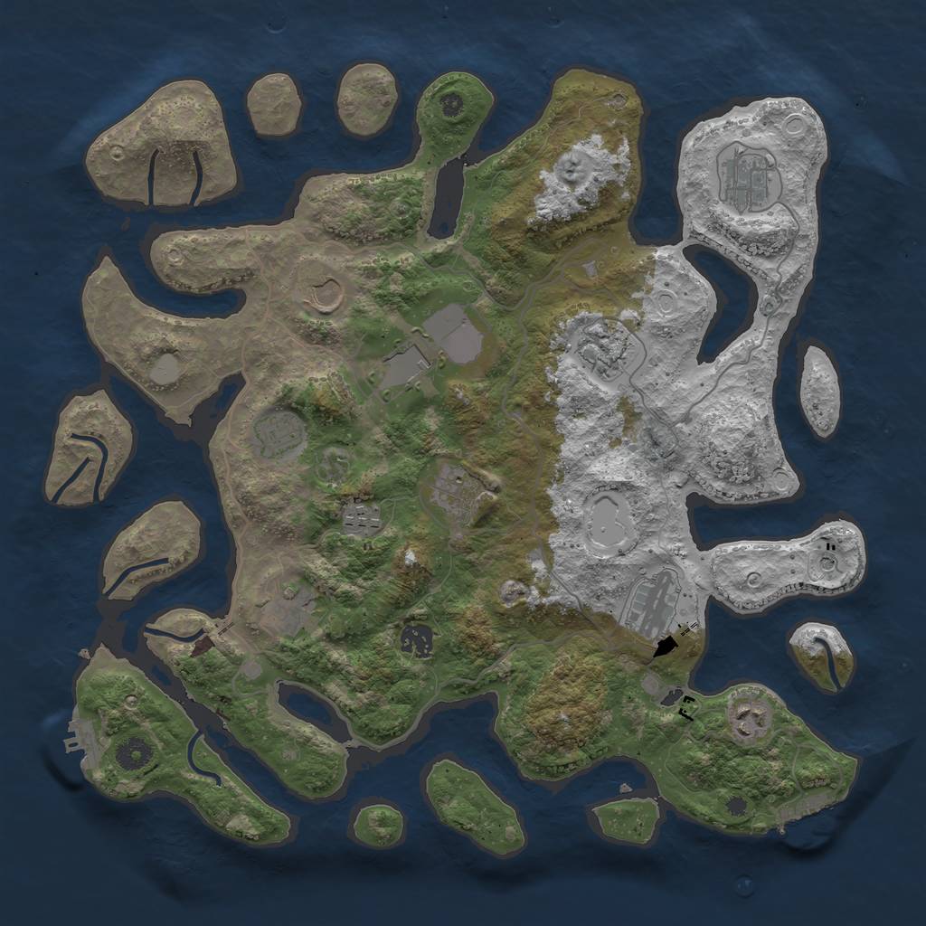 Rust Map: Procedural Map, Size: 4050, Seed: 496622694, 19 Monuments