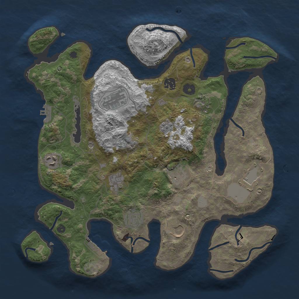 Rust Map: Procedural Map, Size: 3700, Seed: 333311258, 18 Monuments