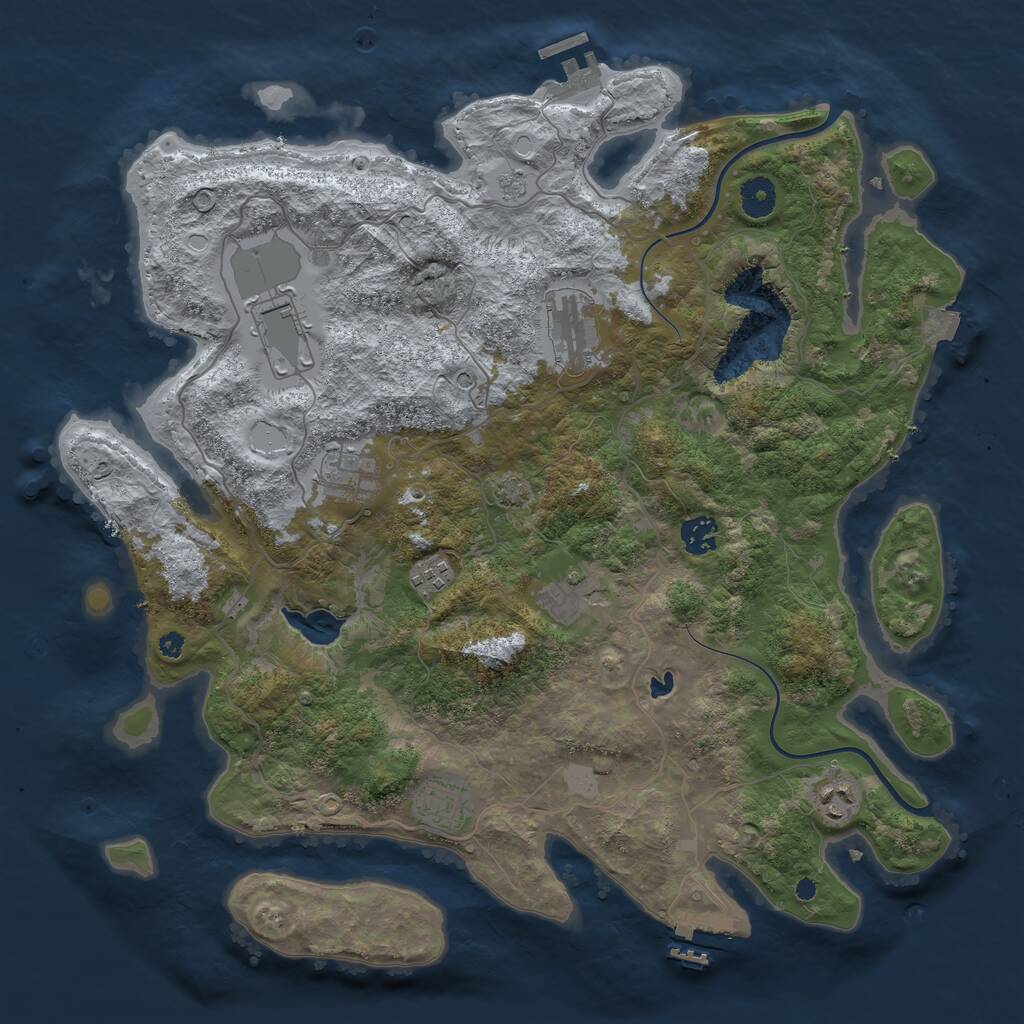 Rust Map: Procedural Map, Size: 4000, Seed: 1674103785, 14 Monuments