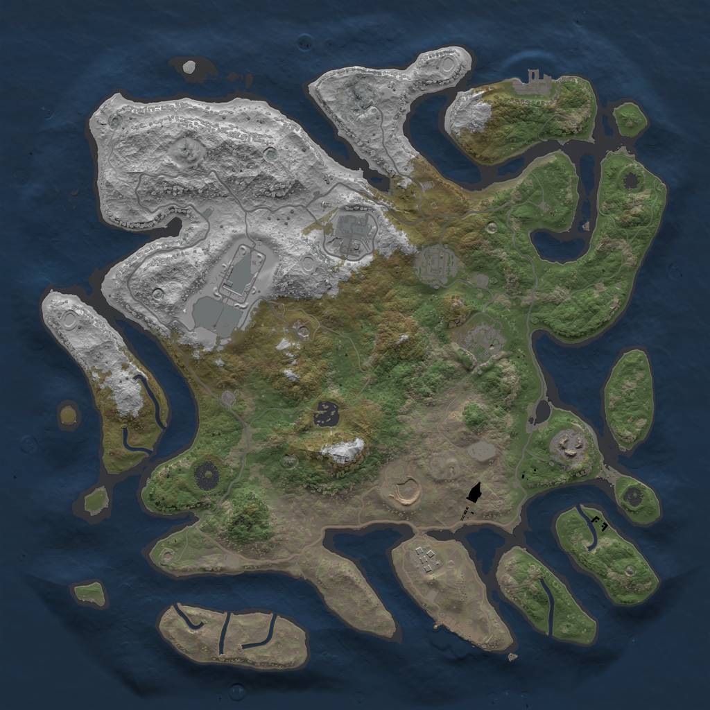 Rust Map: Procedural Map, Size: 4000, Seed: 1674103785, 16 Monuments