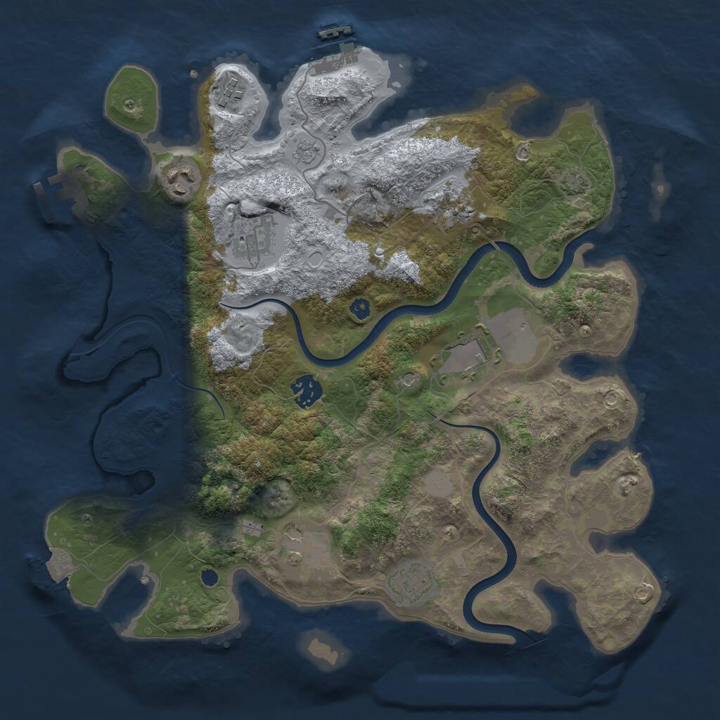 Rust Map: Procedural Map, Size: 3500, Seed: 93248765, 14 Monuments