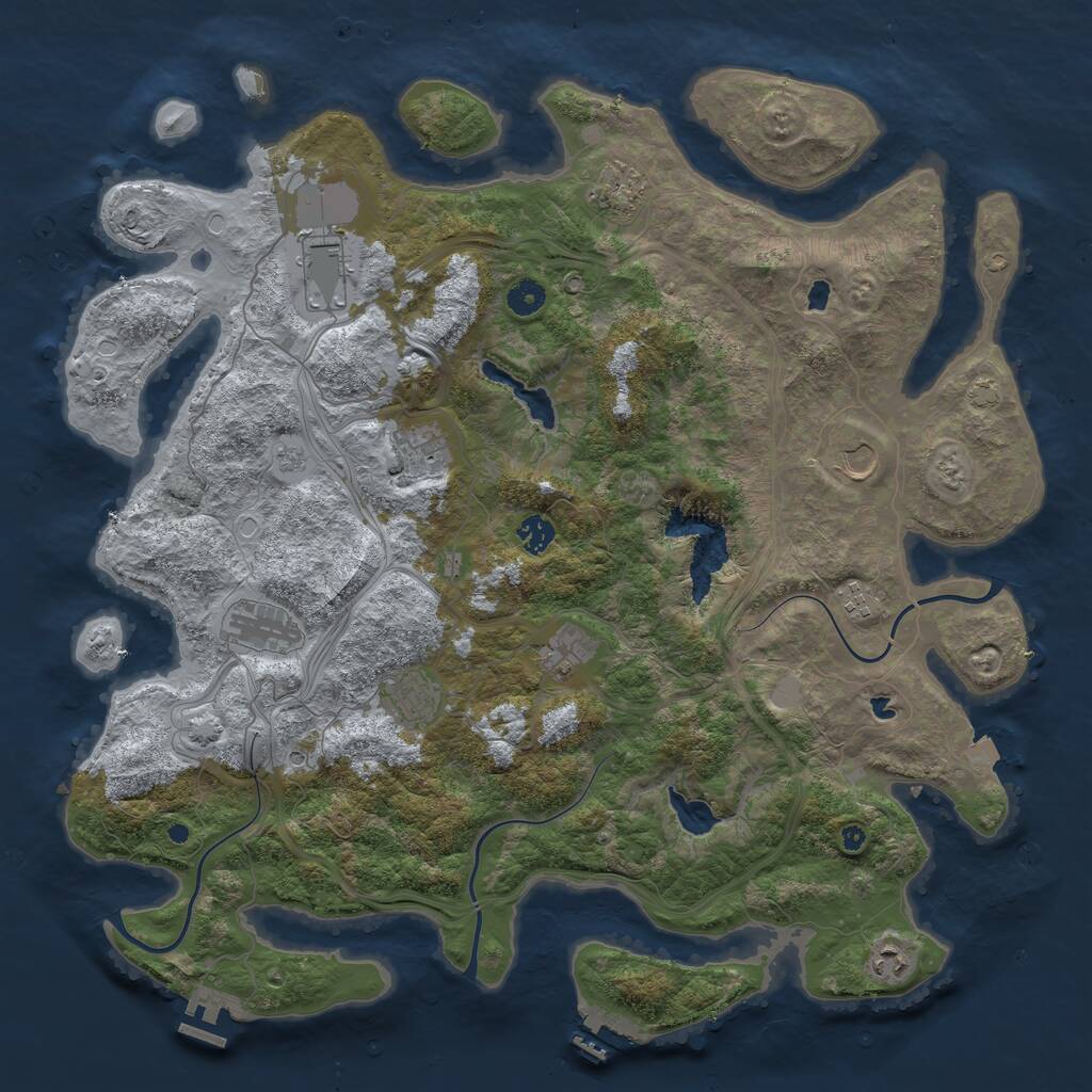 Rust Map: Procedural Map, Size: 4500, Seed: 1053631391, 16 Monuments