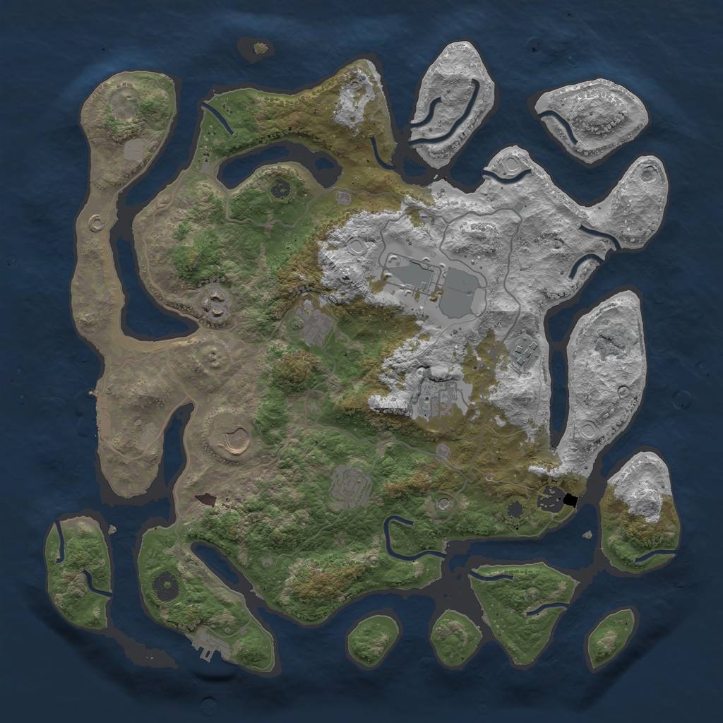 Rust Map: Procedural Map, Size: 4000, Seed: 1025185684, 16 Monuments