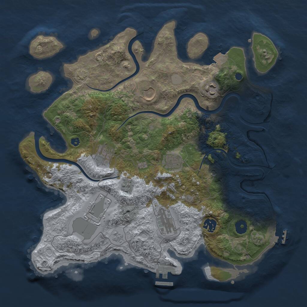 Rust Map: Procedural Map, Size: 3500, Seed: 49140, 14 Monuments