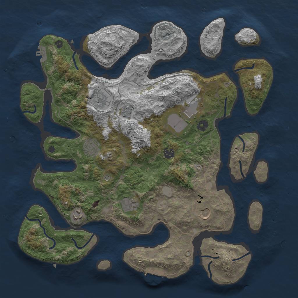 Rust Map: Procedural Map, Size: 4000, Seed: 889999, 16 Monuments