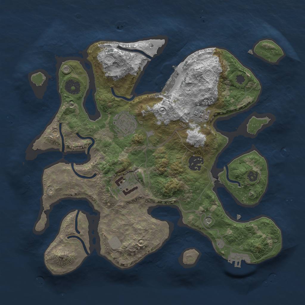 Rust Map: Procedural Map, Size: 3000, Seed: 220072, 12 Monuments