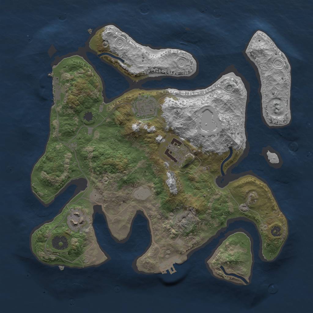 Rust Map: Procedural Map, Size: 3000, Seed: 593753877, 10 Monuments