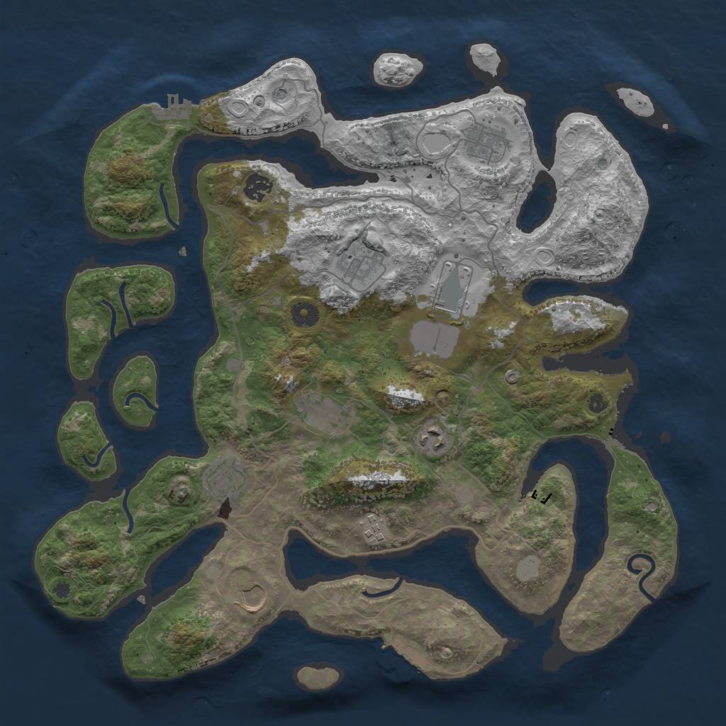 Rust Map: Procedural Map, Size: 4000, Seed: 1850035324, 17 Monuments