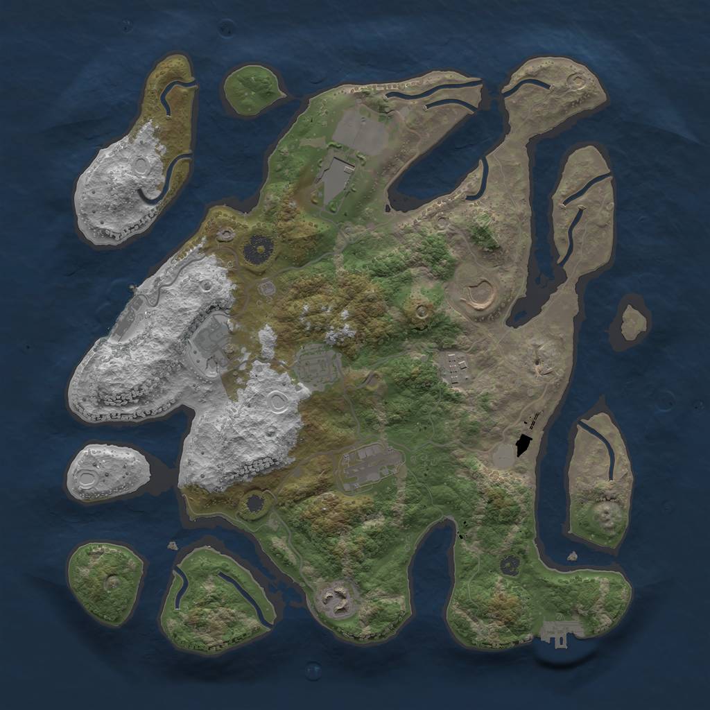 Rust Map: Procedural Map, Size: 3600, Seed: 2745446, 14 Monuments