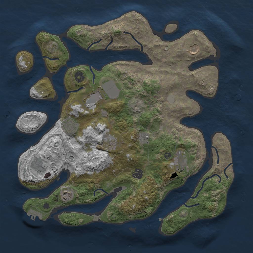 Rust Map: Procedural Map, Size: 3600, Seed: 1982964881, 16 Monuments
