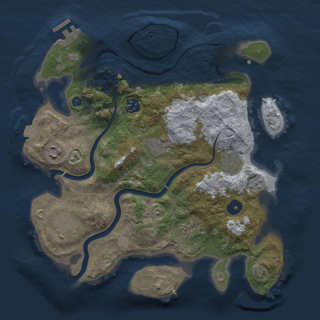Rust Map: Procedural Map, Size: 3200, Seed: 285253843, 11 Monuments
