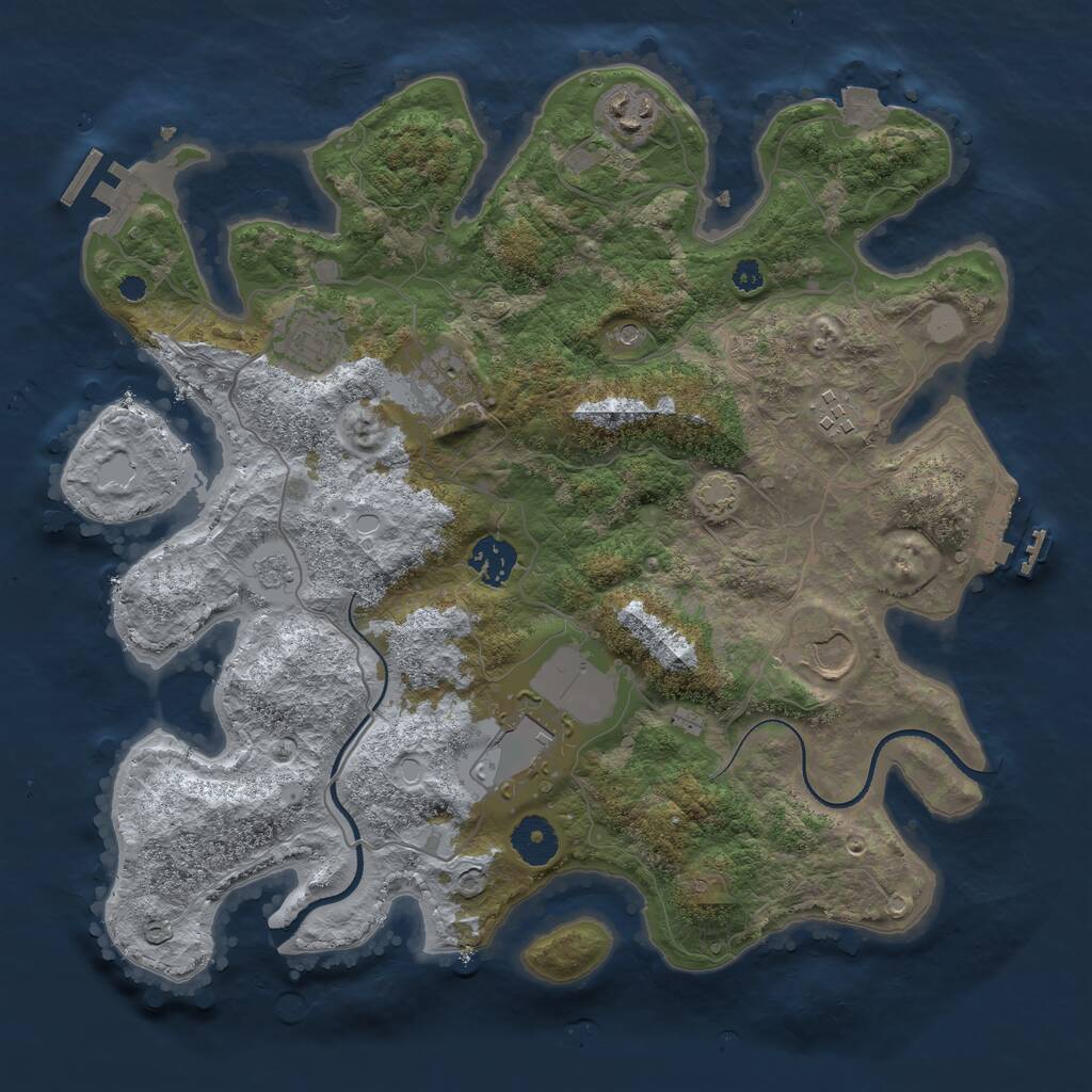 Rust Map: Procedural Map, Size: 3500, Seed: 1828468582, 13 Monuments