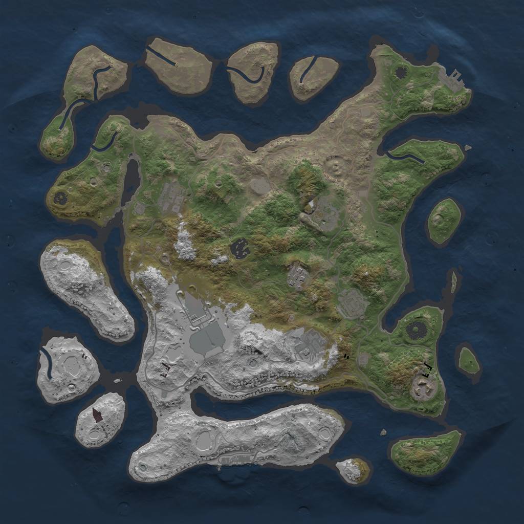 Rust Map: Procedural Map, Size: 4000, Seed: 44069, 16 Monuments