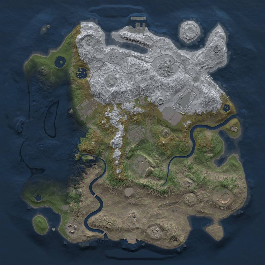 Rust Map: Procedural Map, Size: 3550, Seed: 744324, 15 Monuments