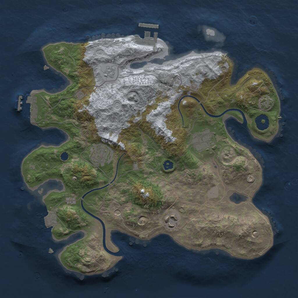 Rust Map: Procedural Map, Size: 3000, Seed: 144281658, 9 Monuments