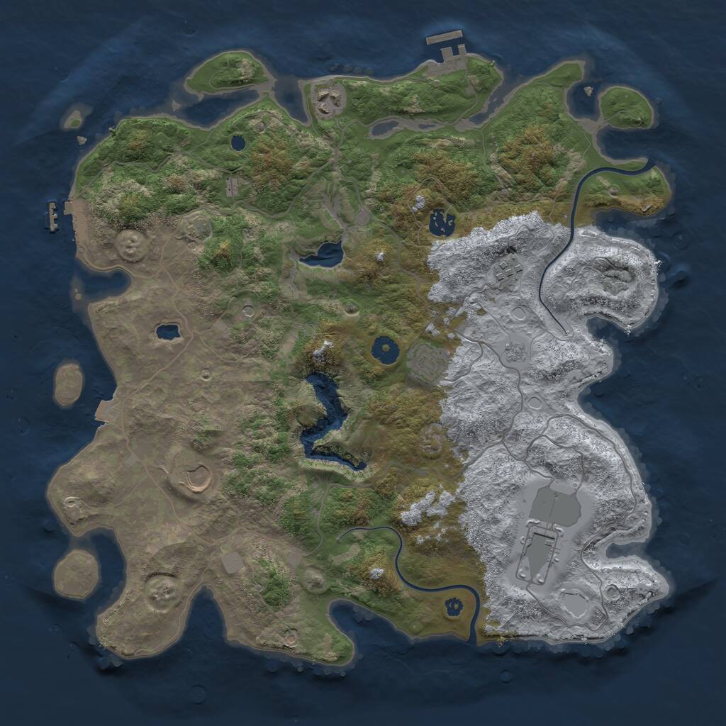 Rust Map: Procedural Map, Size: 4000, Seed: 115363027, 12 Monuments