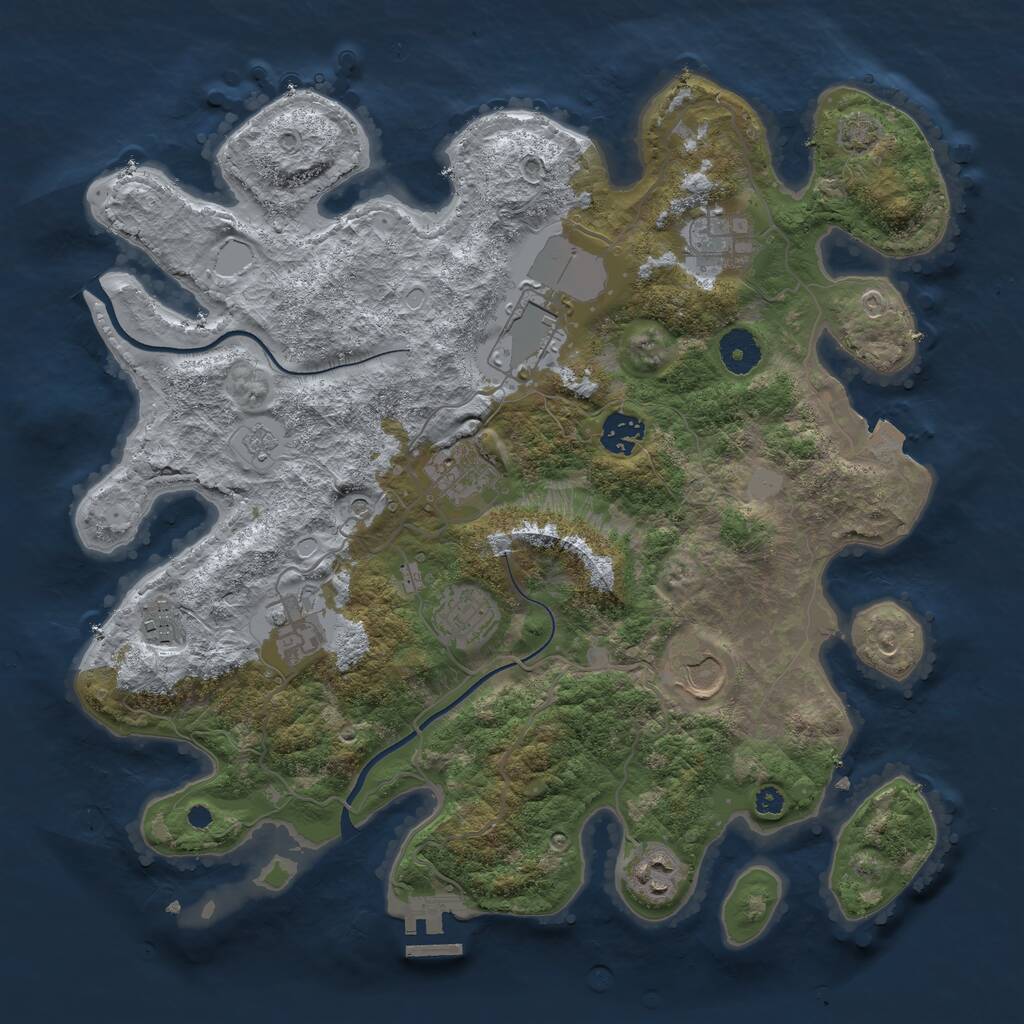 Rust Map: Procedural Map, Size: 3650, Seed: 1287900271, 14 Monuments