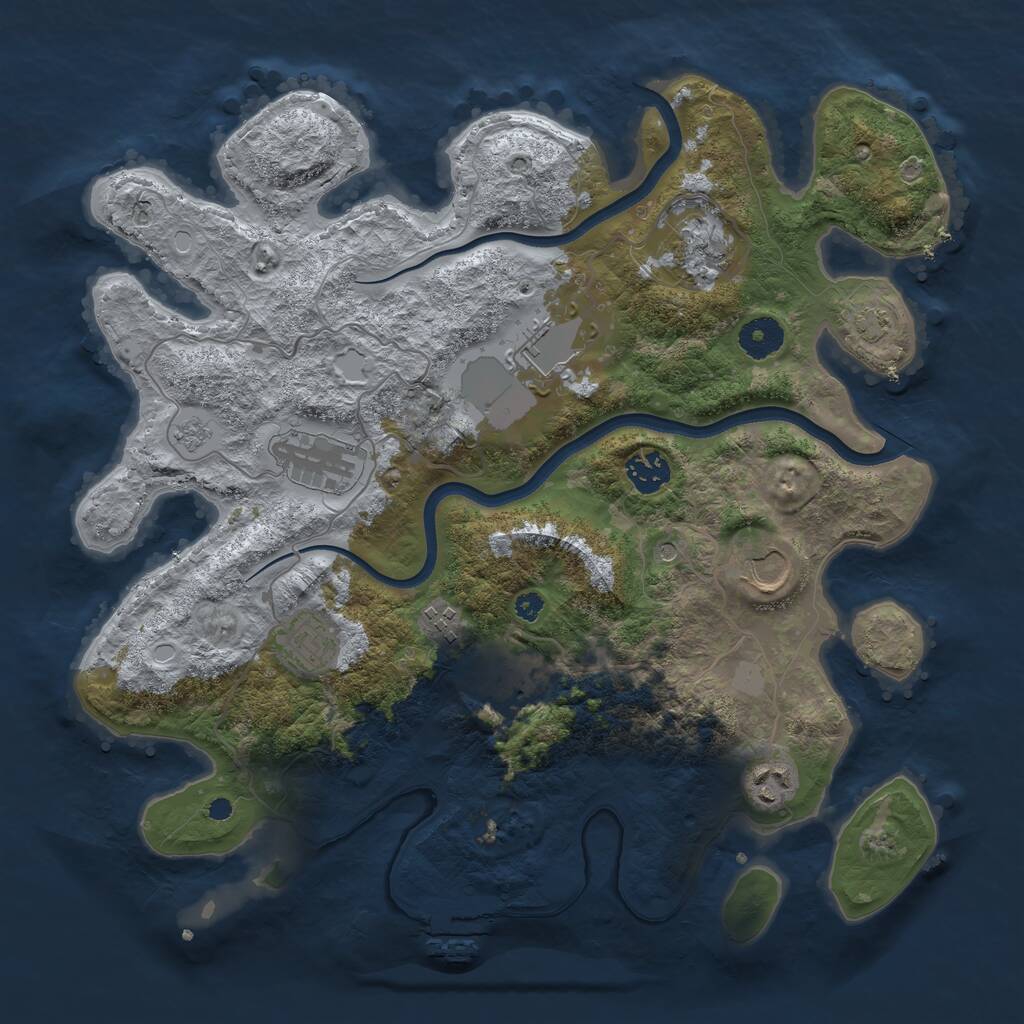 Rust Map: Procedural Map, Size: 3650, Seed: 1287900271, 14 Monuments