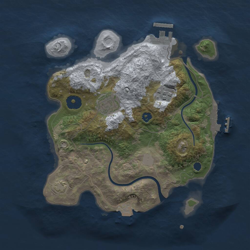Rust Map: Procedural Map, Size: 2550, Seed: 1505837304, 6 Monuments