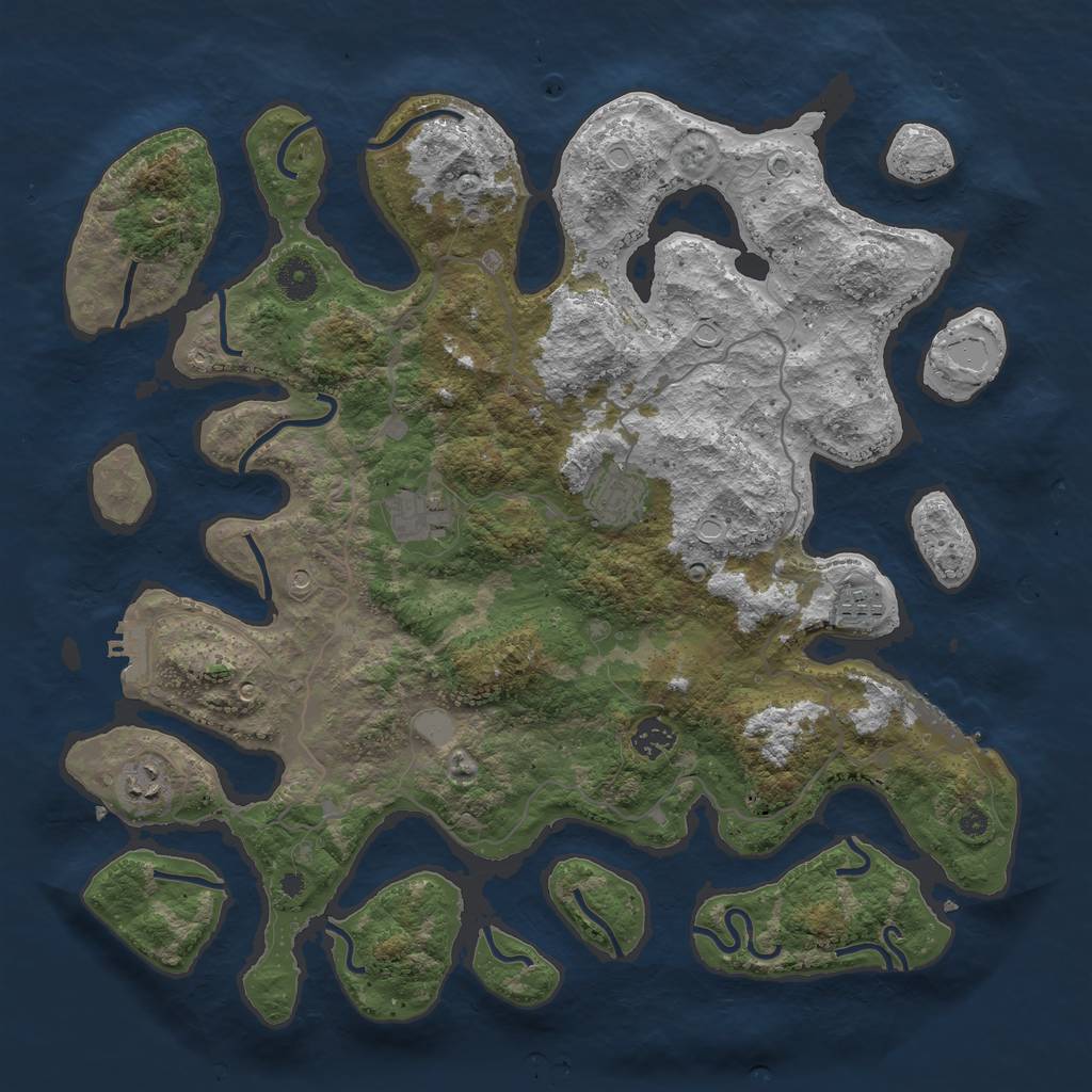 Rust Map: Procedural Map, Size: 4000, Seed: 1138331016, 13 Monuments